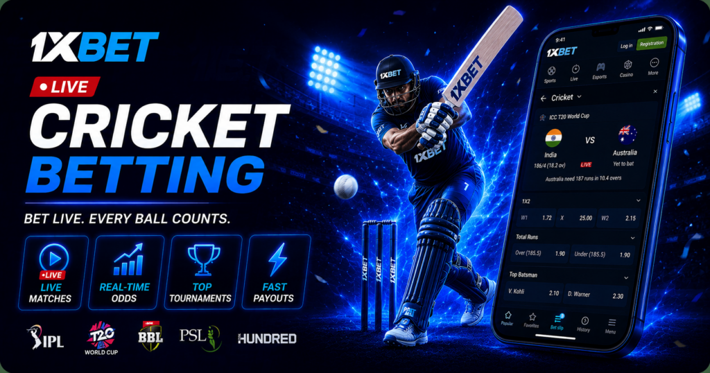 1xBet Cricket Live Betting